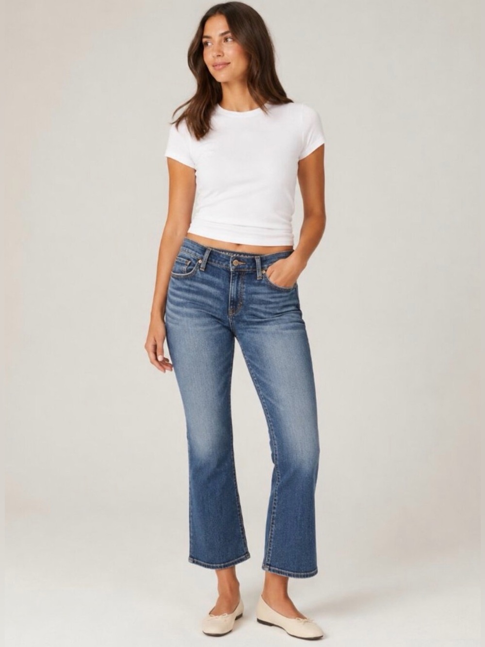 American Eagle High Rise Cropped Flare Jean Size 10 Long